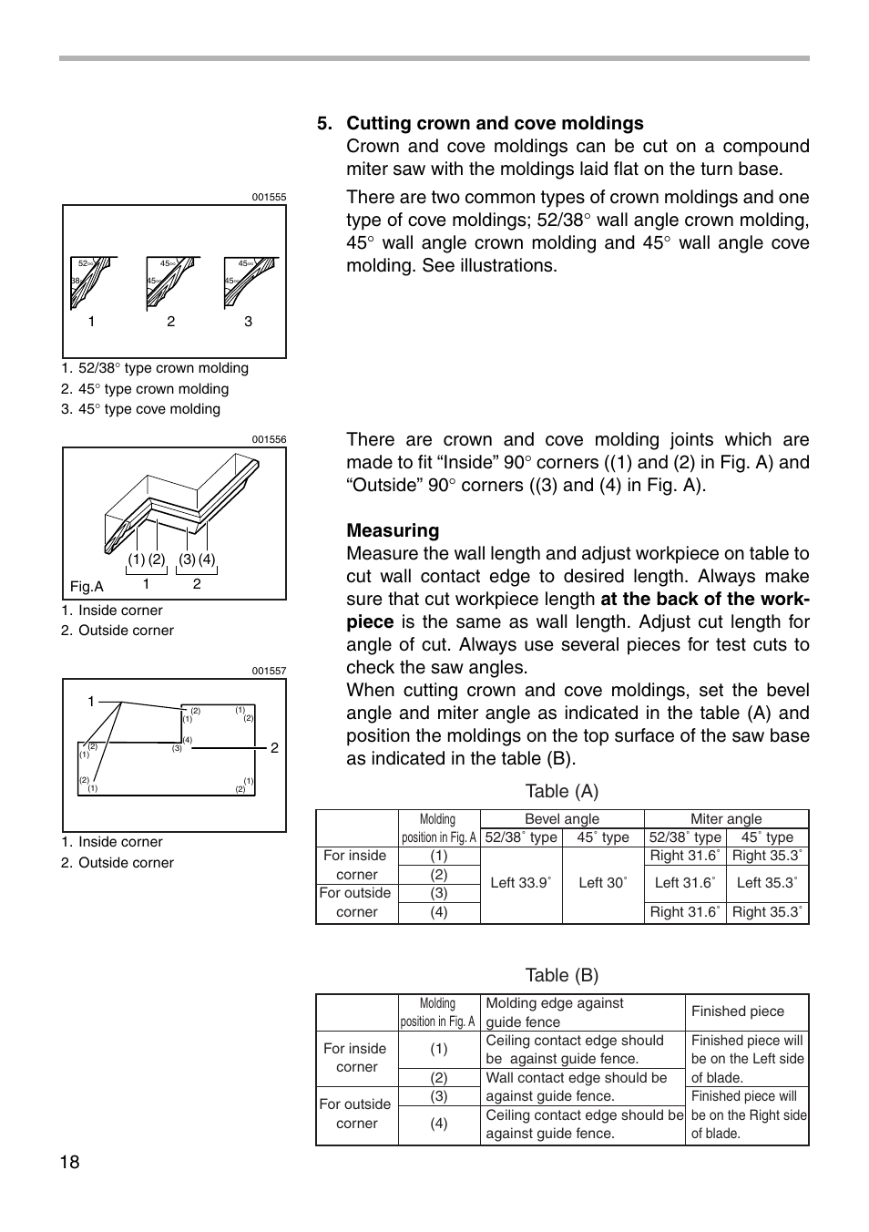 Table (a), Table (b) | Makita LS1221 User Manual | Page 18 / 32