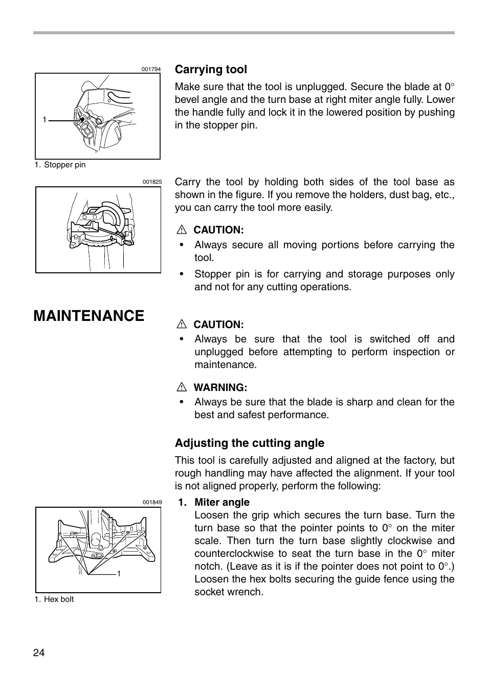 Maintenance | Makita LS1221 User Manual | Page 24 / 32