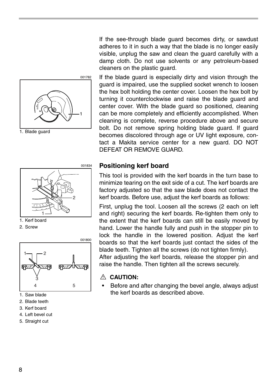 Positioning kerf board | Makita LS1221 User Manual | Page 8 / 32