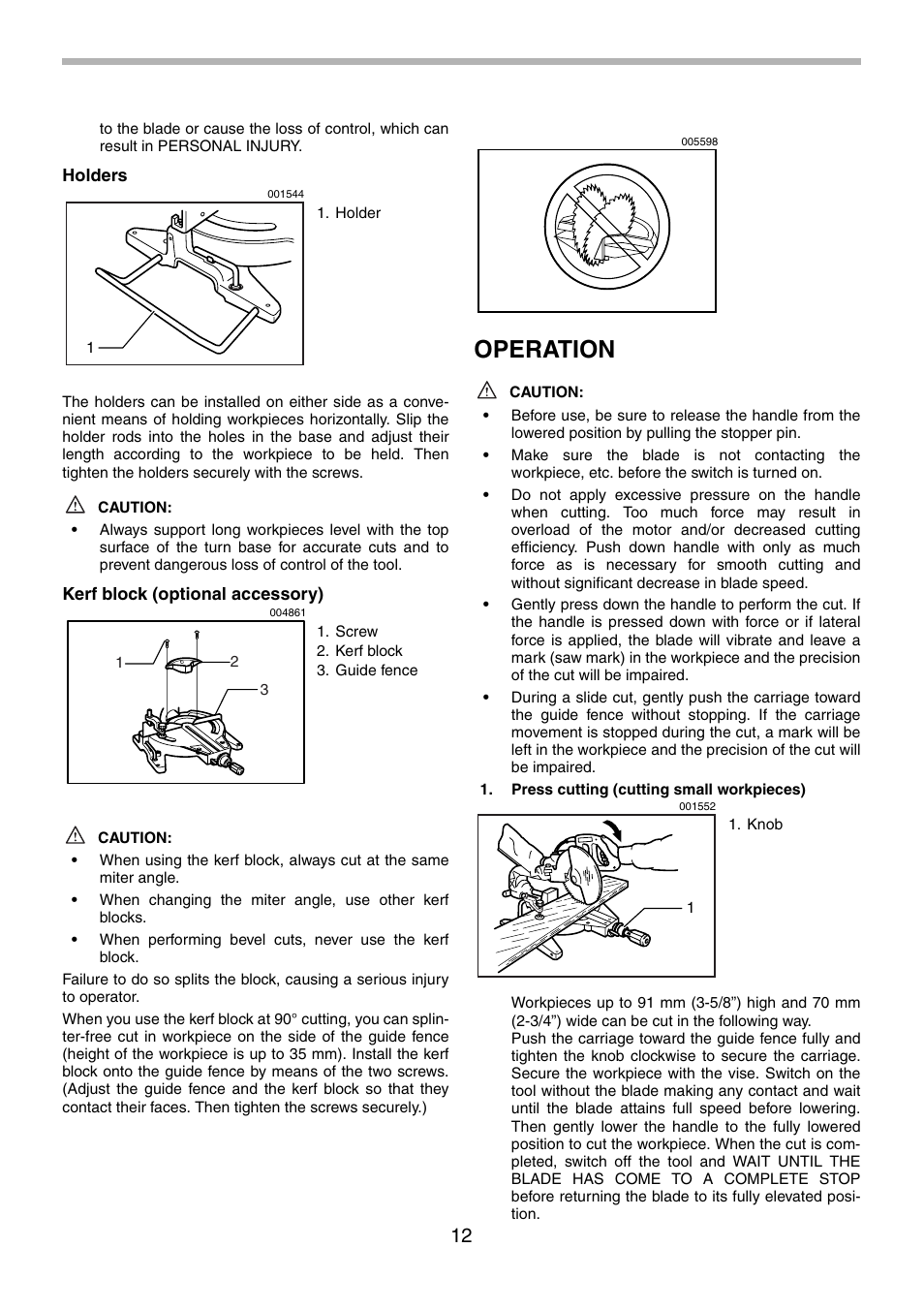 Operation | Makita LS1013 User Manual | Page 12 / 72