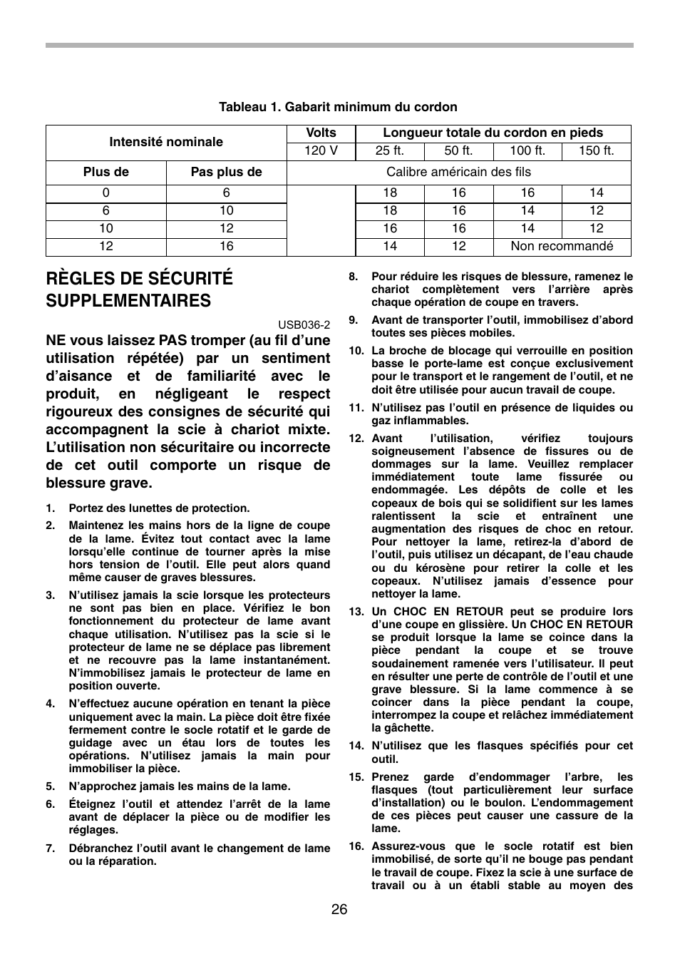 Règles de sécurité supplementaires | Makita LS1013 User Manual | Page 26 / 72