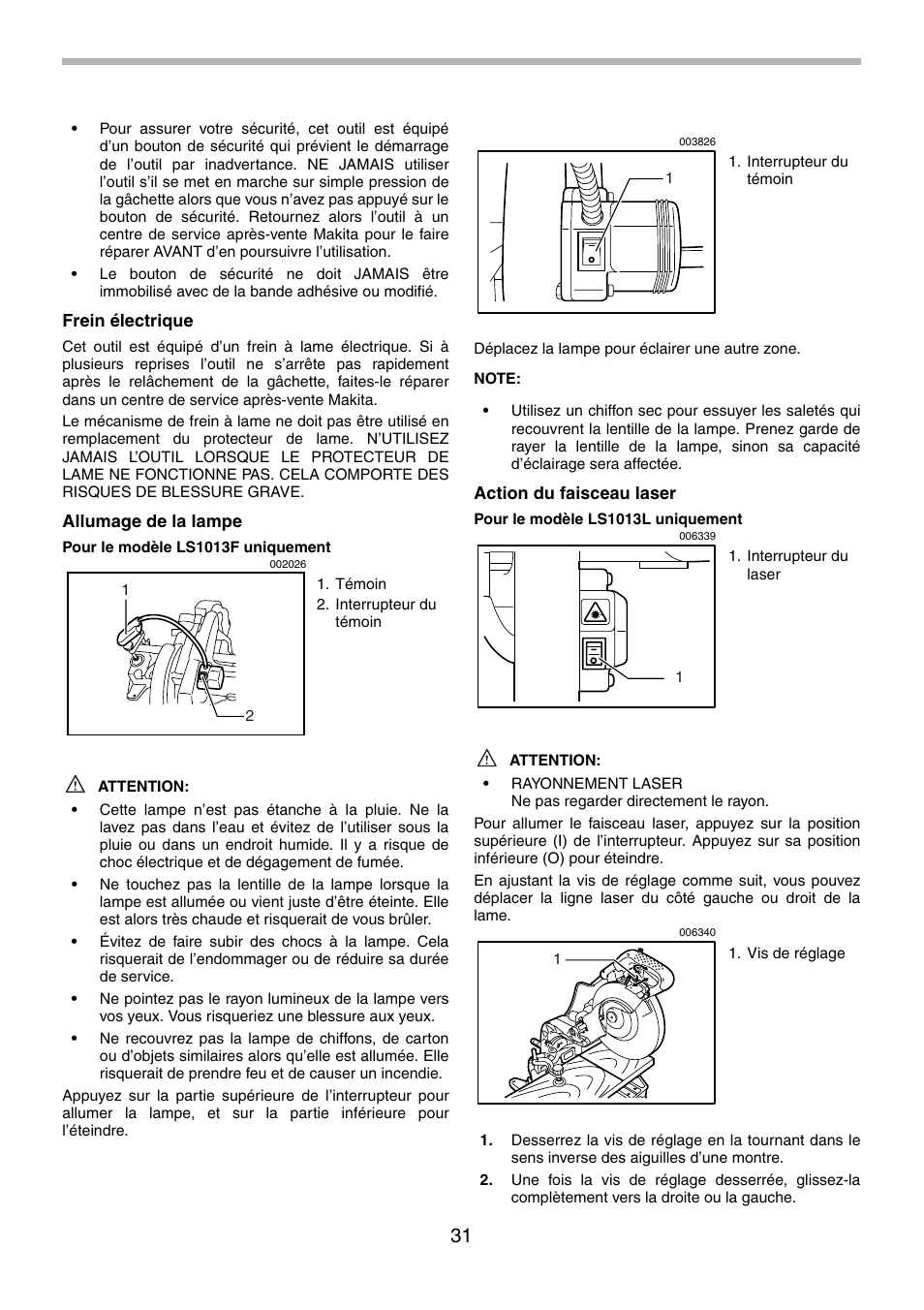 Makita LS1013 User Manual | Page 31 / 72