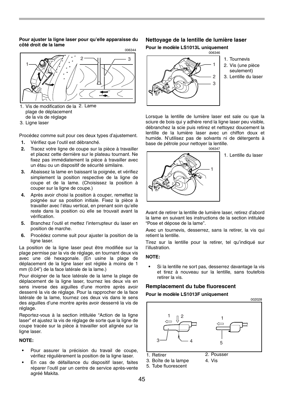 Makita LS1013 User Manual | Page 45 / 72