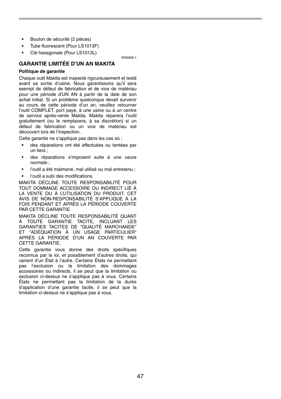 Makita LS1013 User Manual | Page 47 / 72