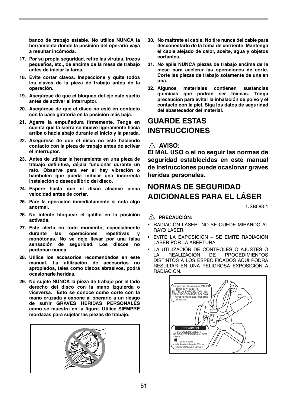 Guarde estas instrucciones, Normas de seguridad adicionales para el láser | Makita LS1013 User Manual | Page 51 / 72