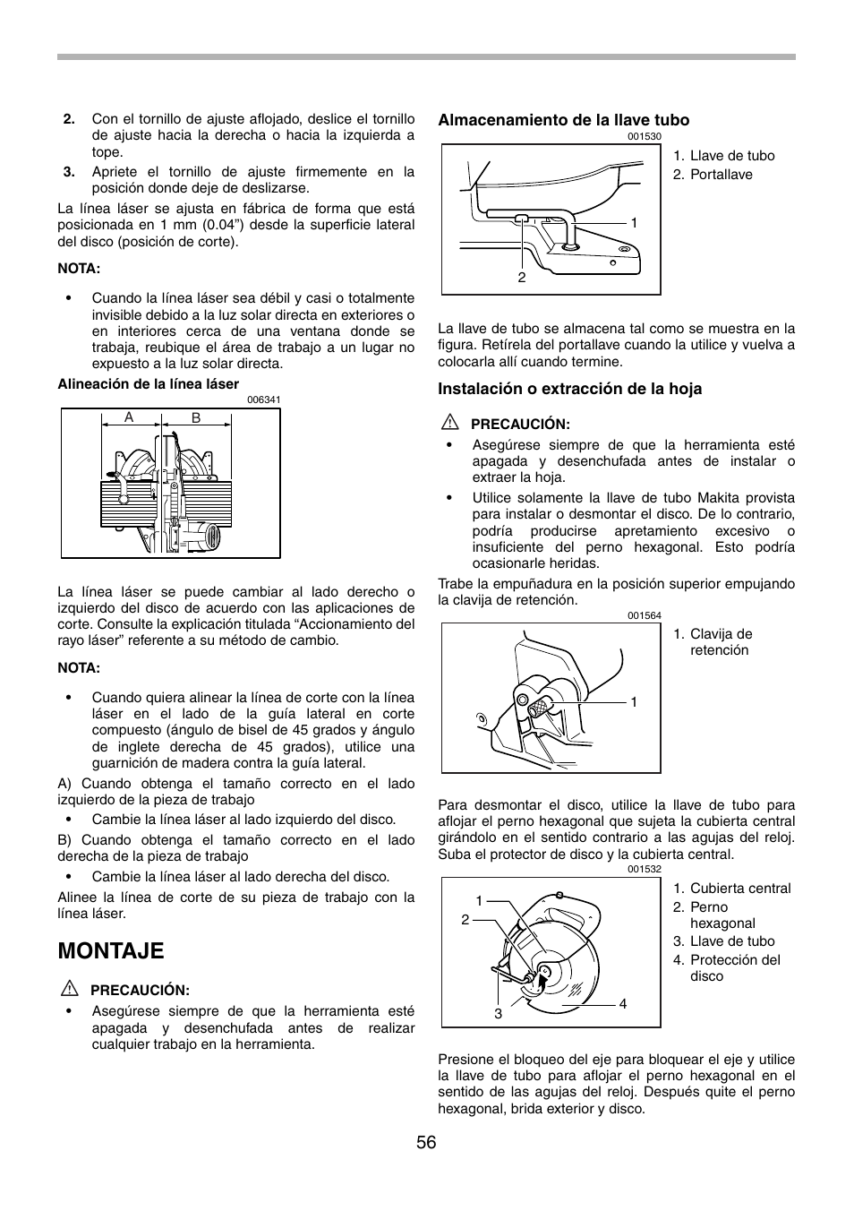 Montaje | Makita LS1013 User Manual | Page 56 / 72