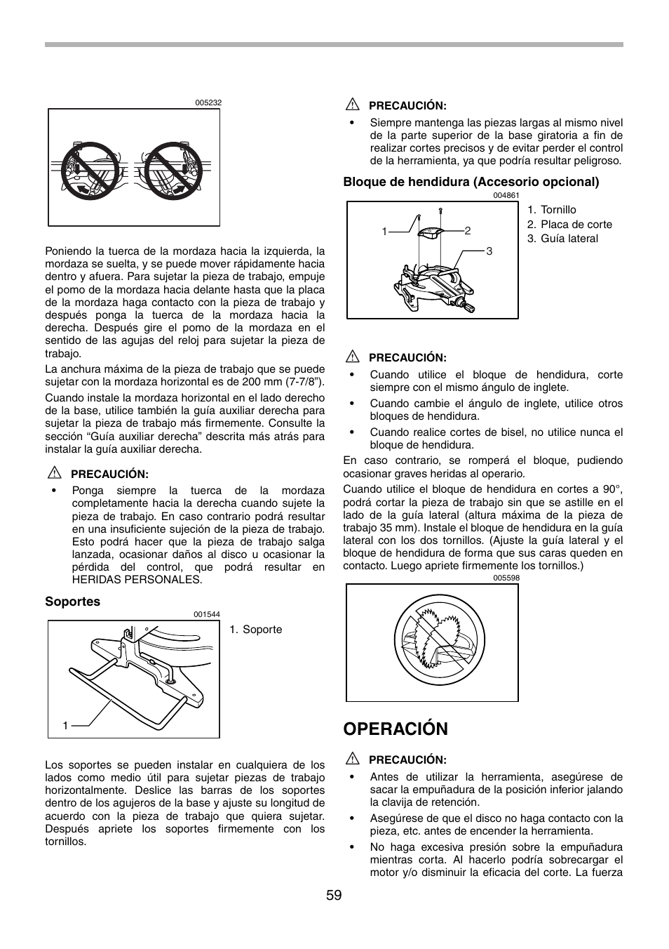 Operación | Makita LS1013 User Manual | Page 59 / 72