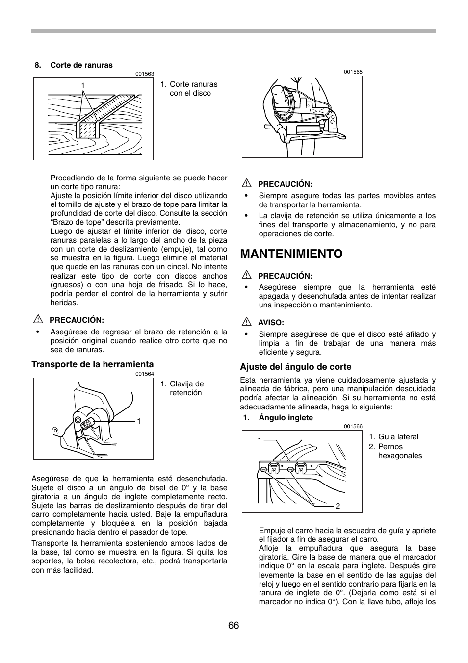 Mantenimiento | Makita LS1013 User Manual | Page 66 / 72