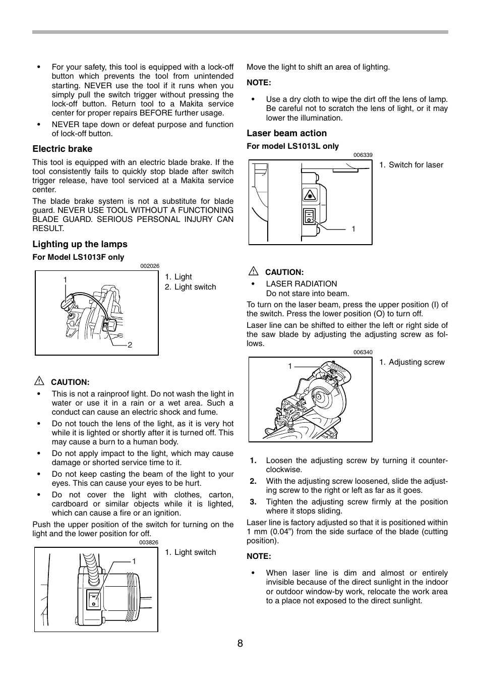 Makita LS1013 User Manual | Page 8 / 72