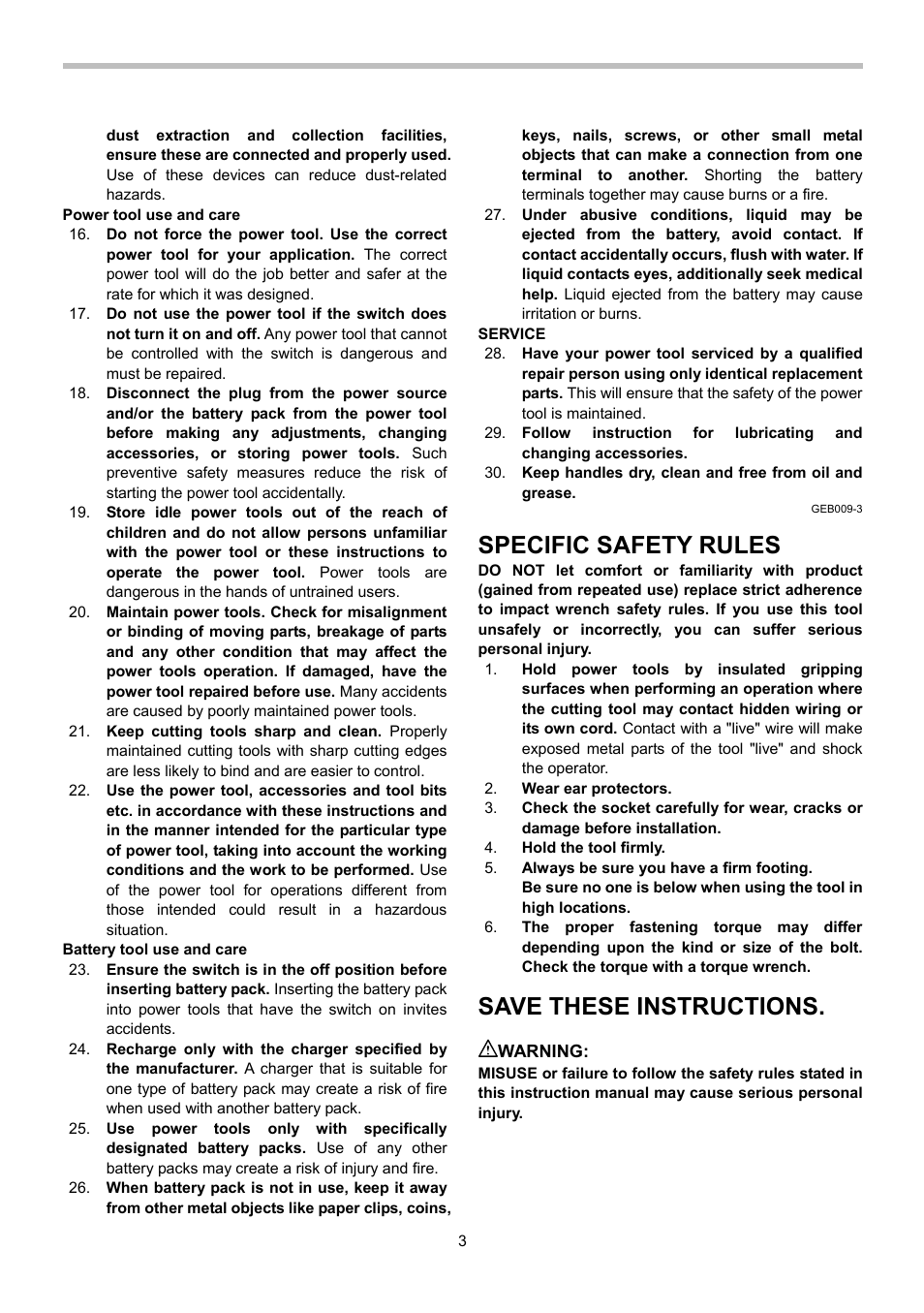 Specific safety rules, Save these instructions | Makita BTL063 User Manual | Page 3 / 28