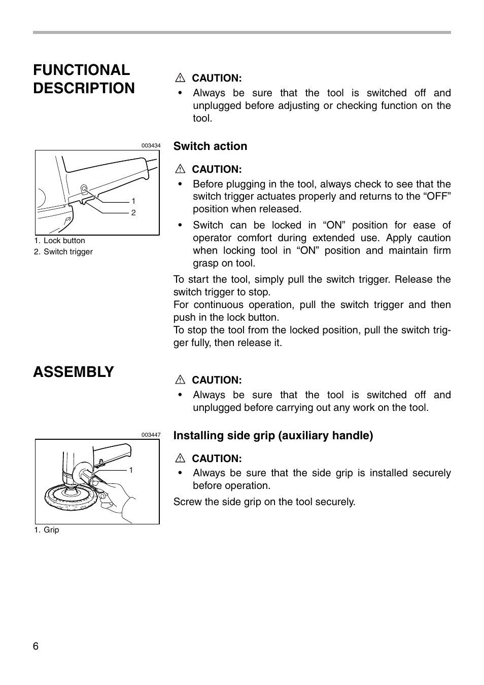 Functional description, Assembly | Makita 9218PB User Manual | Page 6 / 12