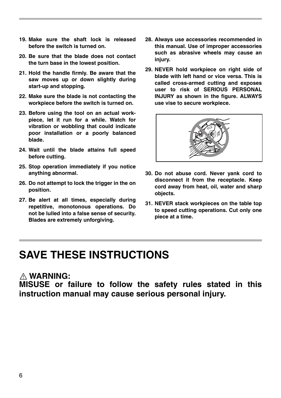 Save these instructions | Makita LS0711Z User Manual | Page 6 / 32