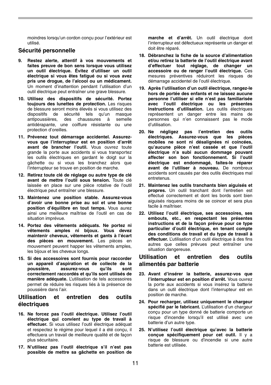 Sécurité personnelle, Utilisation et entretien des outils électriques | Makita BDF441 User Manual | Page 11 / 28
