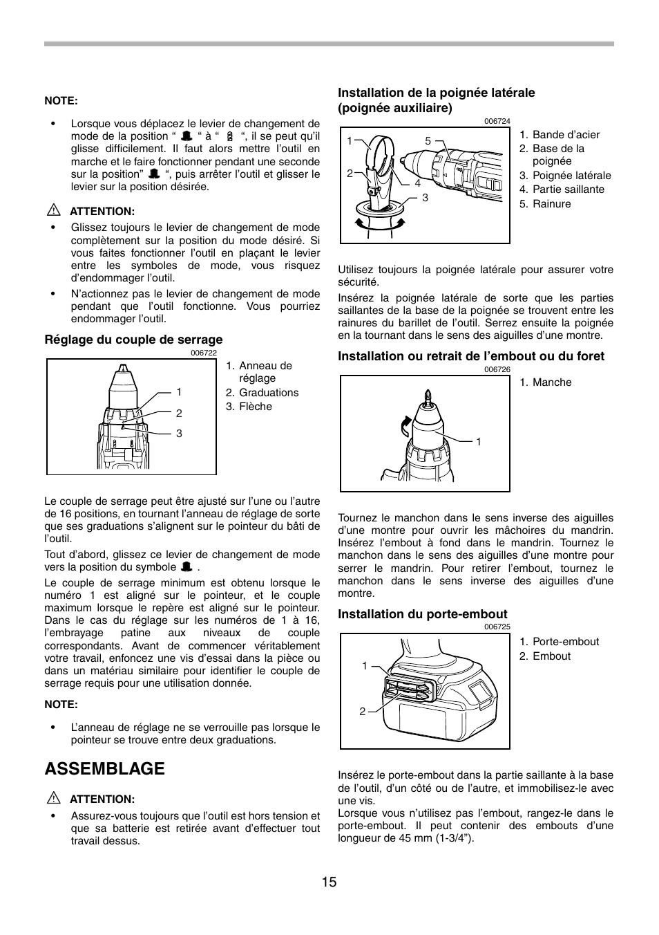 Assemblage | Makita BDF441 User Manual | Page 15 / 28