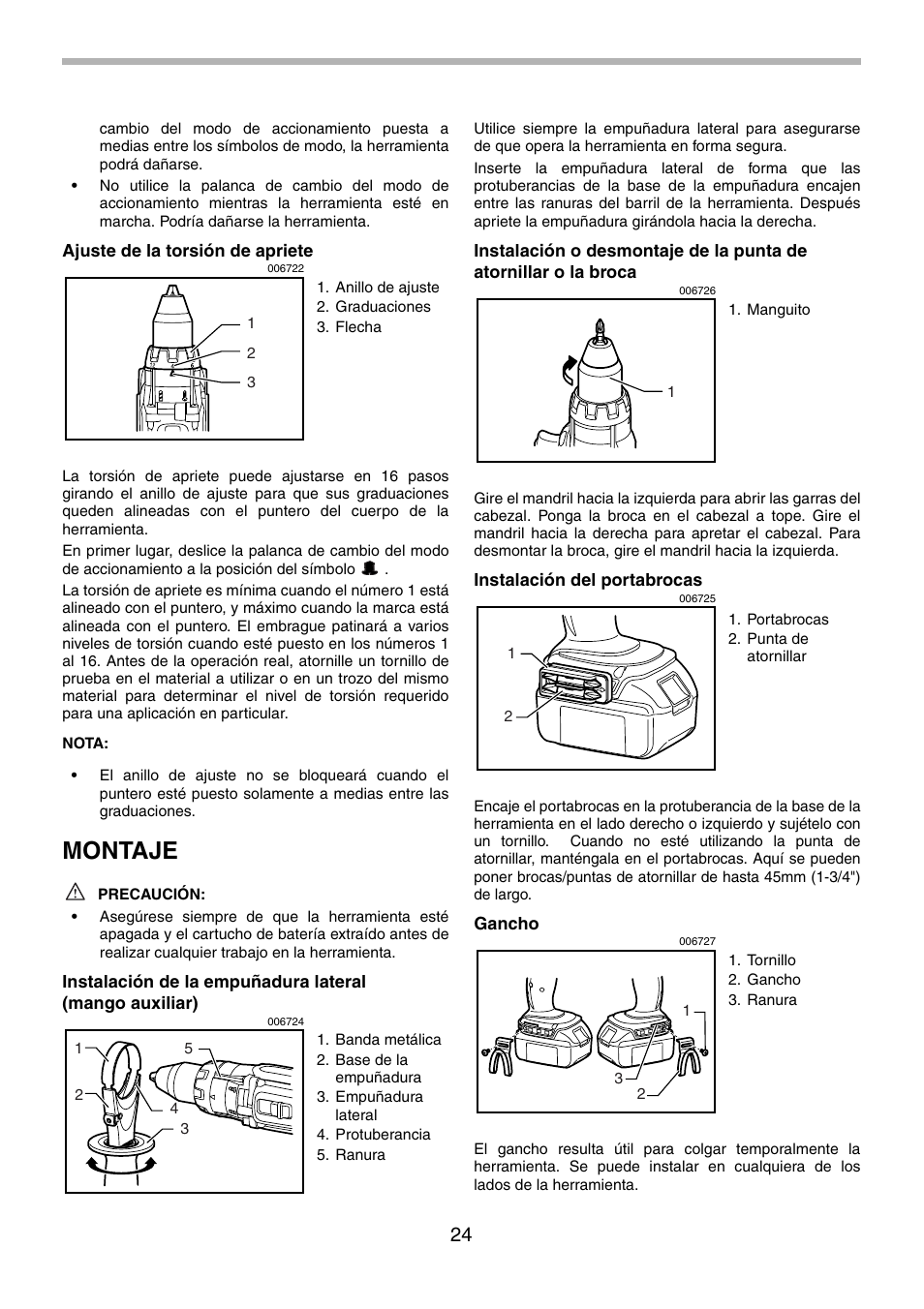 Montaje | Makita BDF441 User Manual | Page 24 / 28