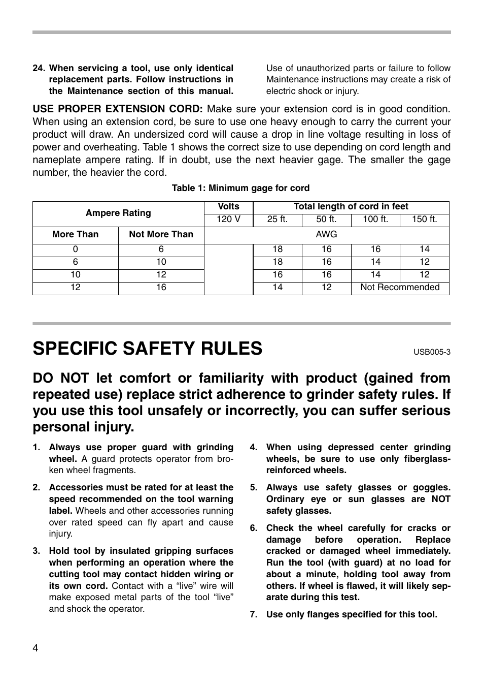 Specific safety rules | Makita 9523NBH User Manual | Page 4 / 16