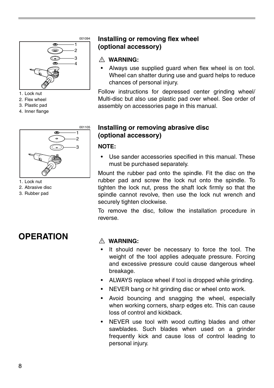 Operation | Makita 9523NBH User Manual | Page 8 / 16