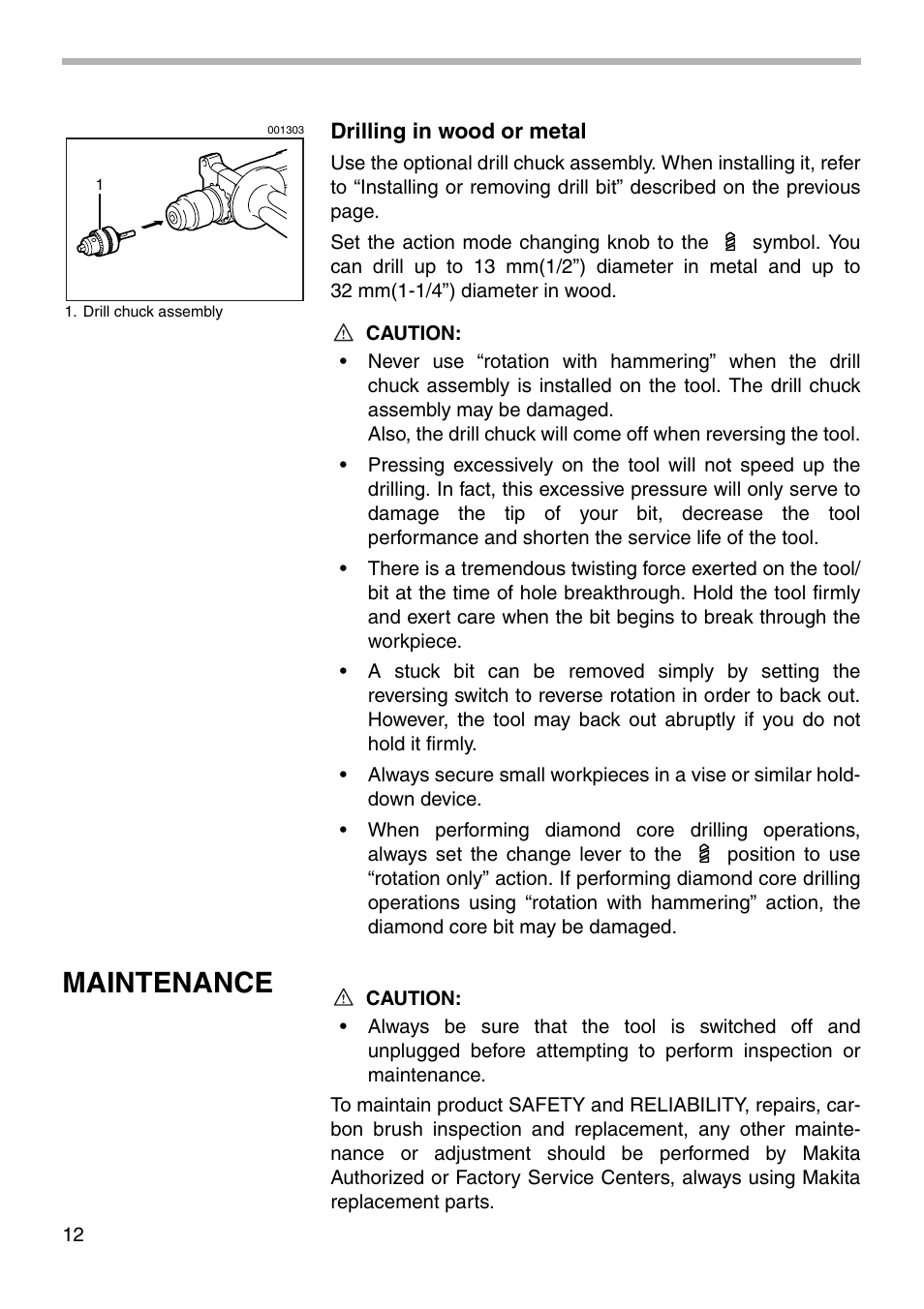 Maintenance | Makita HR2455 User Manual | Page 12 / 20