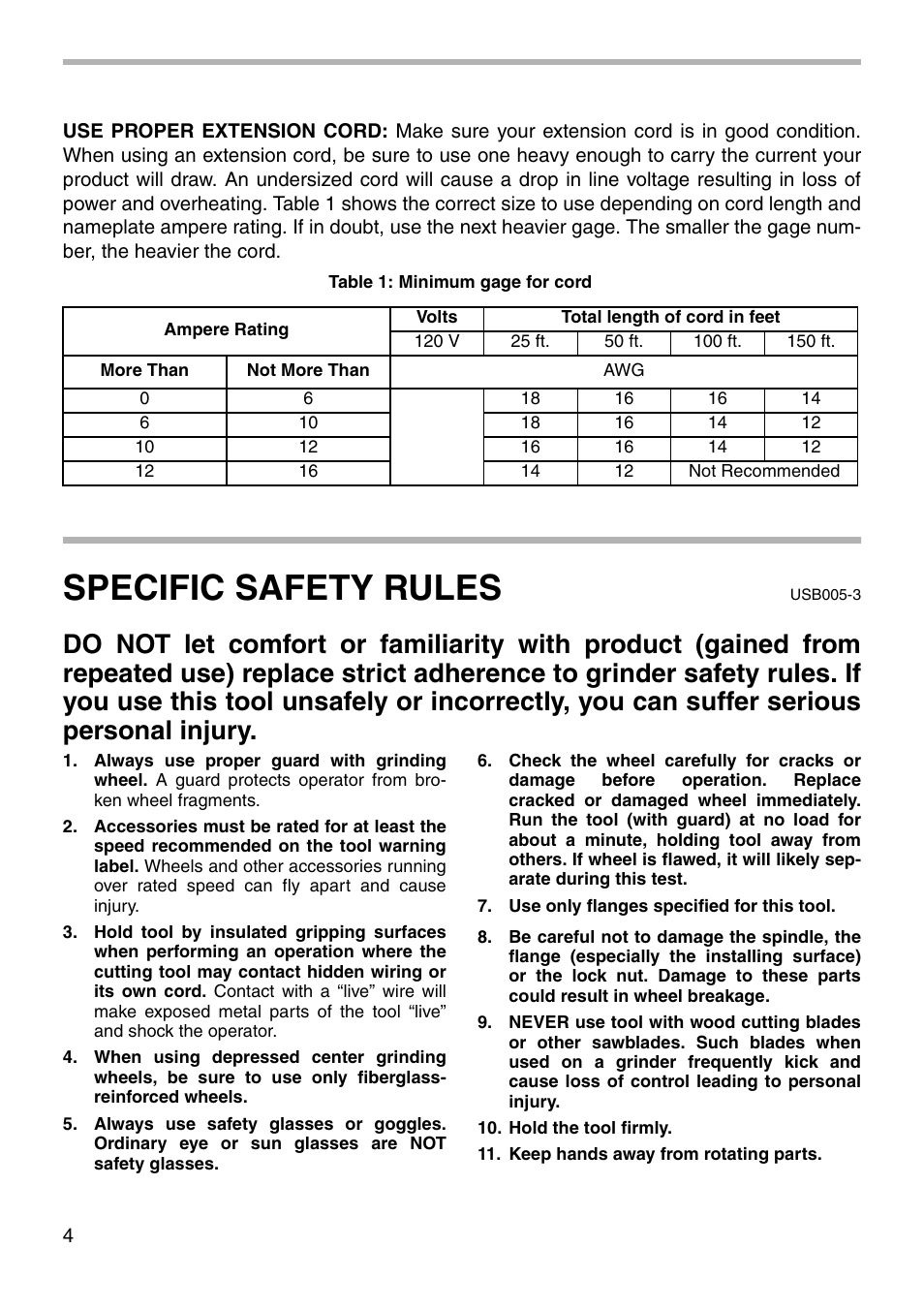 Specific safety rules | Makita 9566CV 004051 User Manual | Page 4 / 20