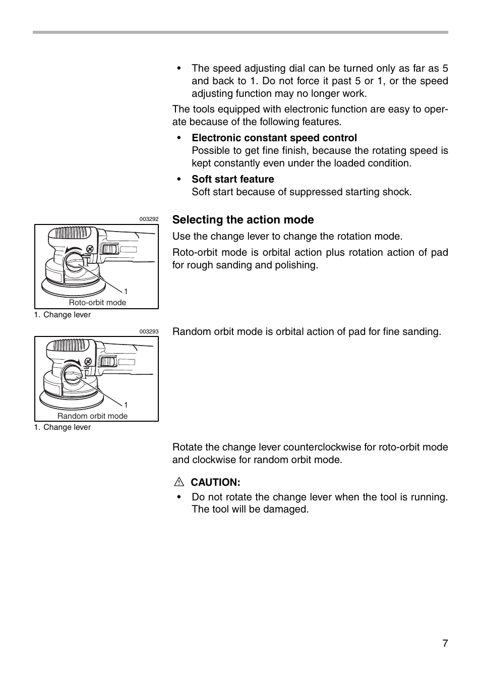Selecting the action mode | Makita BO6040 003278 User Manual | Page 7 / 16