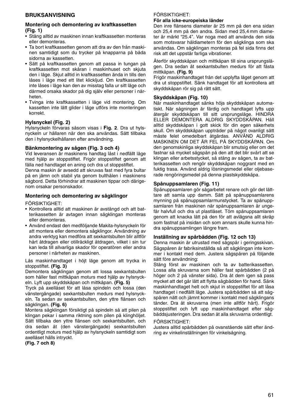 Makita LS800D User Manual | Page 61 / 88