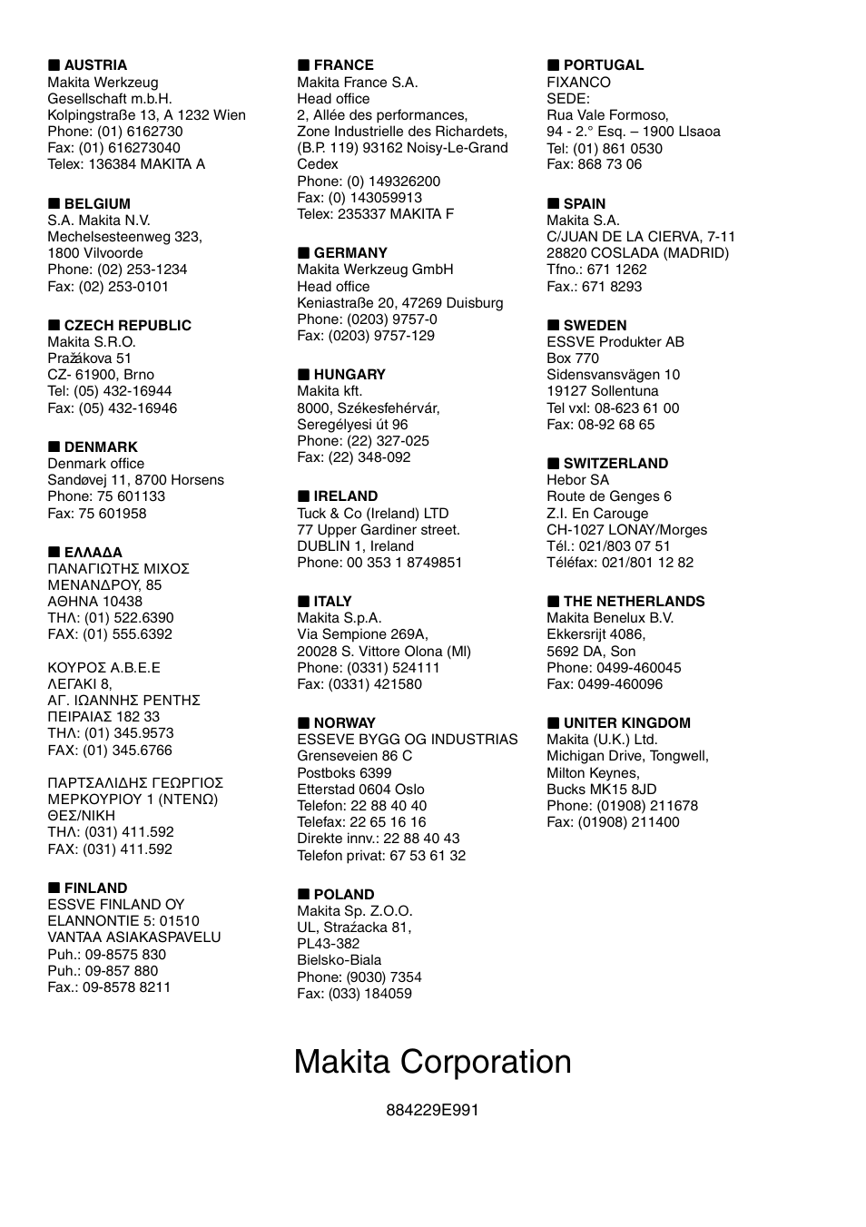 Makita corporation | Makita LS800D User Manual | Page 88 / 88