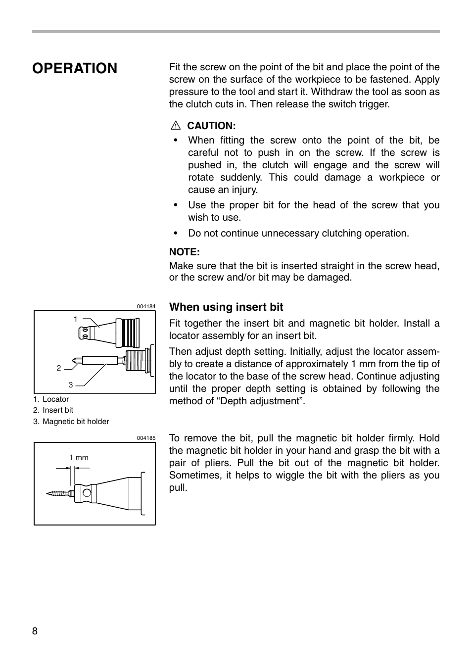 Operation, When using insert bit | Makita 6802BV User Manual | Page 8 / 16