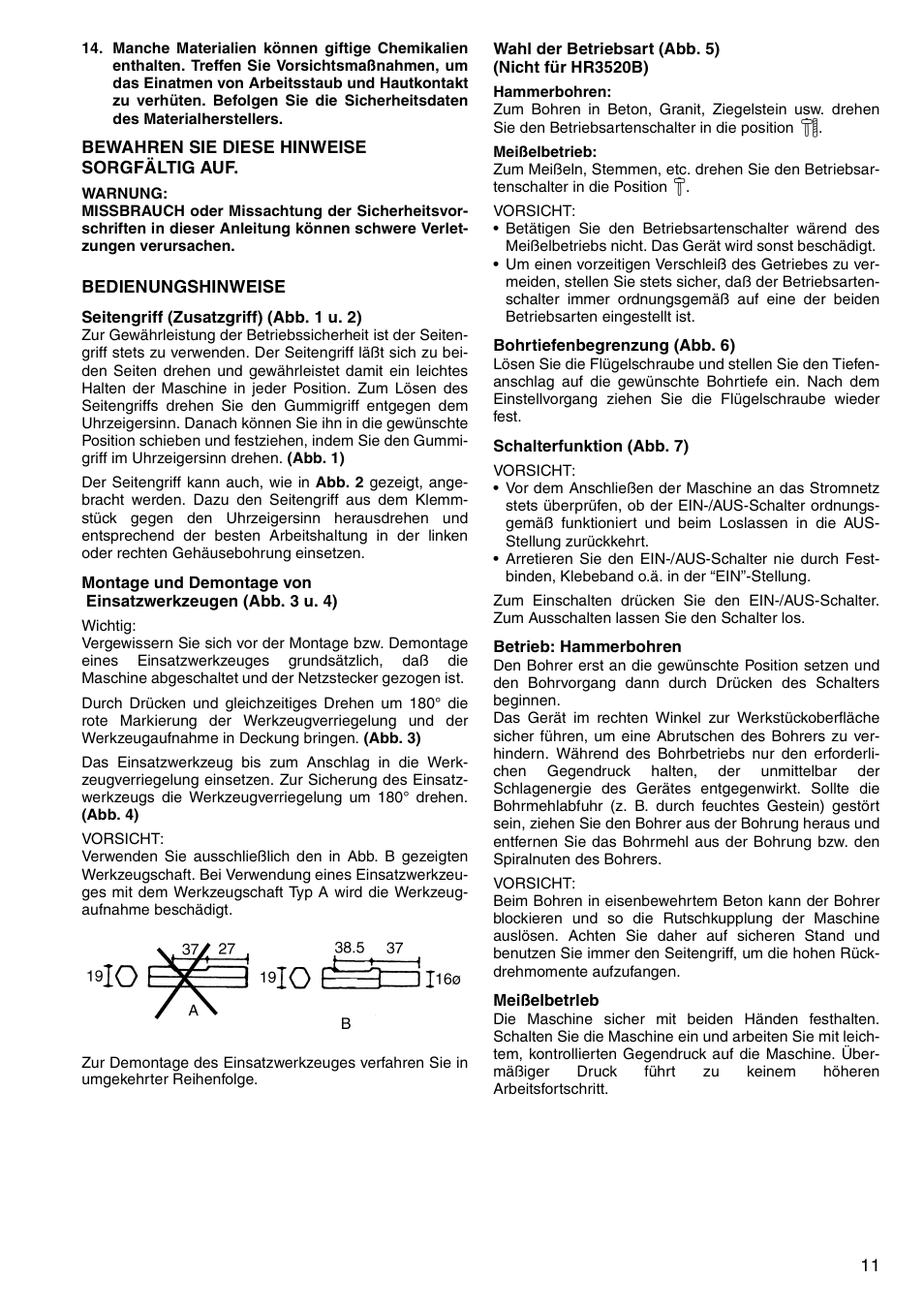 Makita HR3520B User Manual | Page 11 / 48