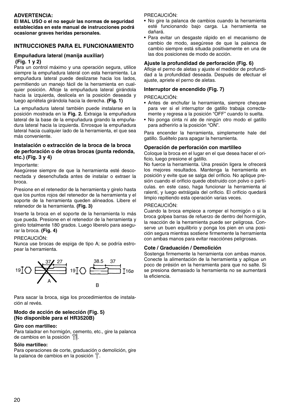 Makita HR3520B User Manual | Page 20 / 48