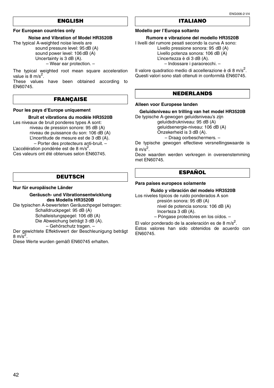 Makita HR3520B User Manual | Page 42 / 48