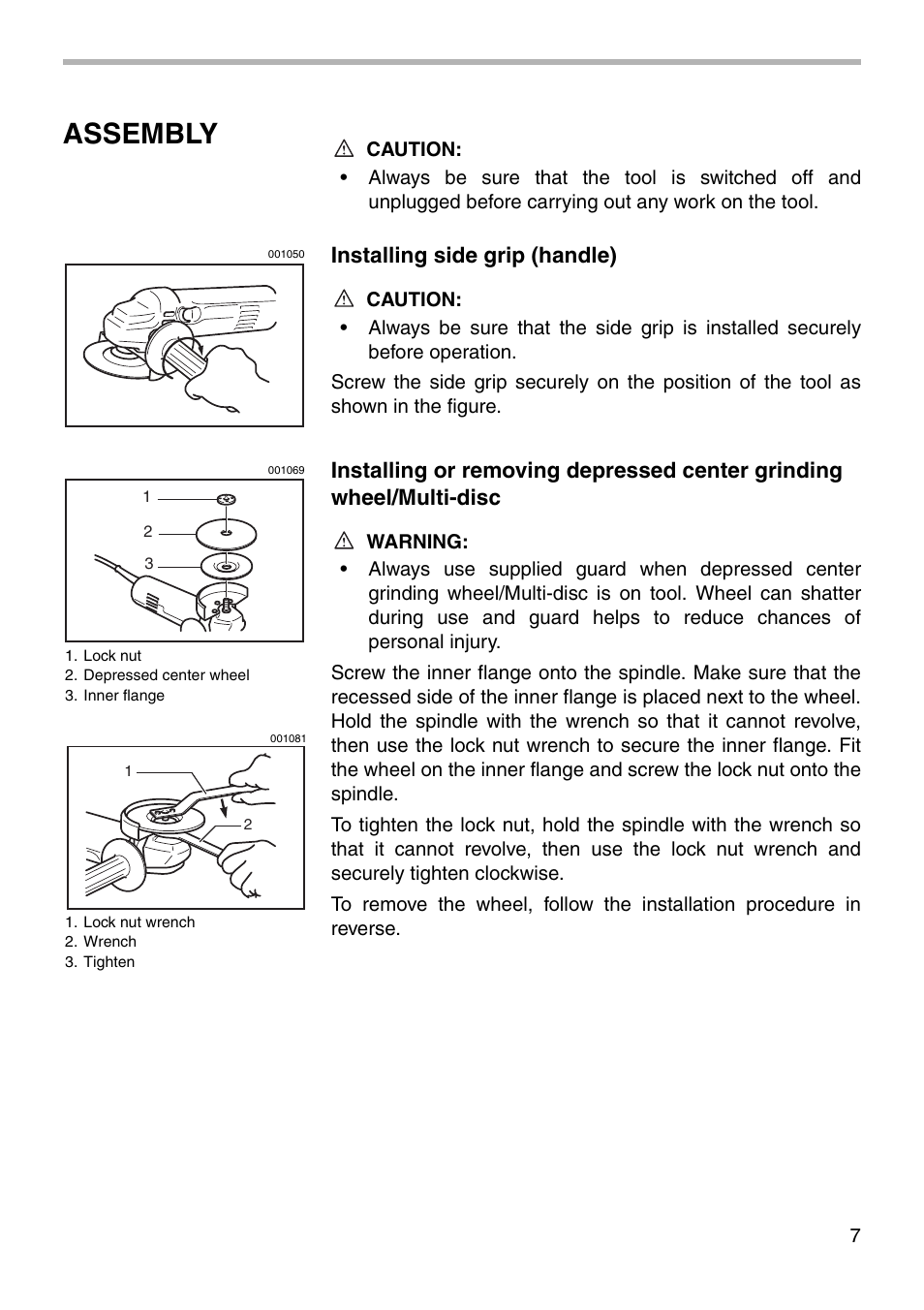 Assembly, Installing side grip (handle) | Makita N9514B User Manual | Page 7 / 16
