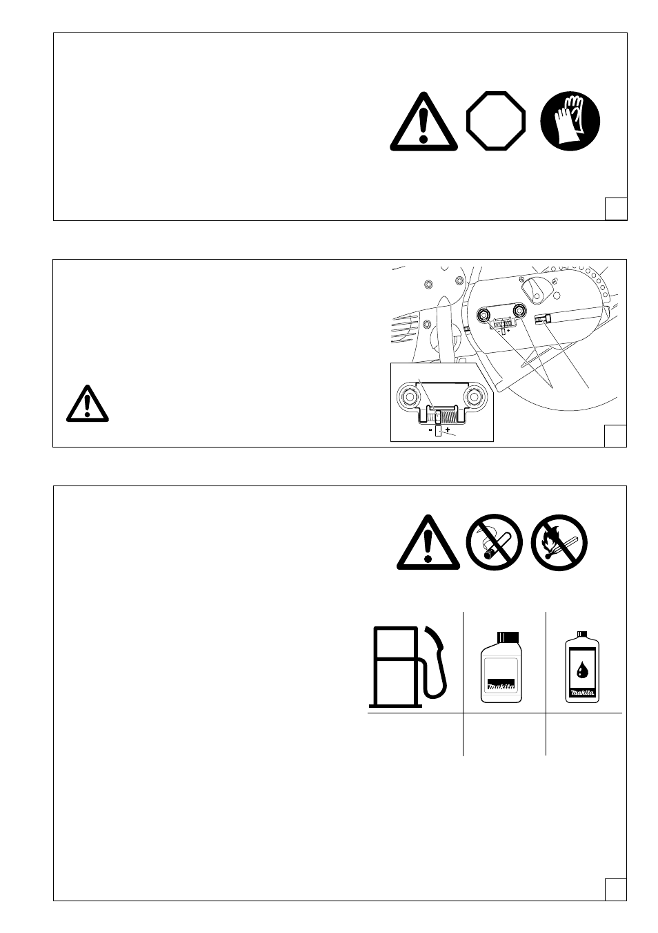 Stop, Fuels, Caution | Makita DPC 6400 User Manual | Page 13 / 86