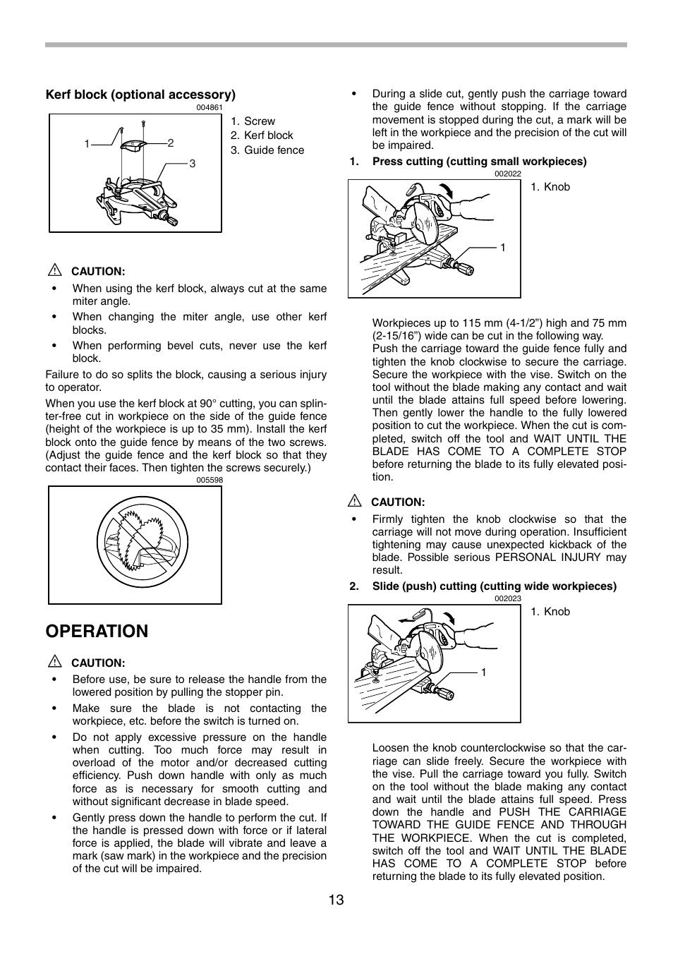 Operation | Makita LS1214F User Manual | Page 13 / 76