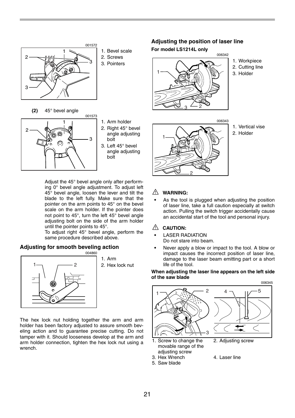 Makita LS1214F User Manual | Page 21 / 76