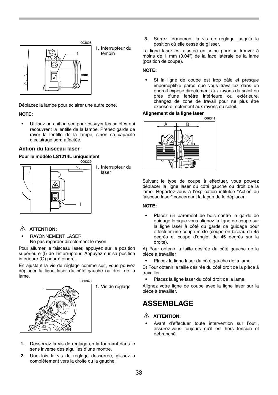 Assemblage | Makita LS1214F User Manual | Page 33 / 76