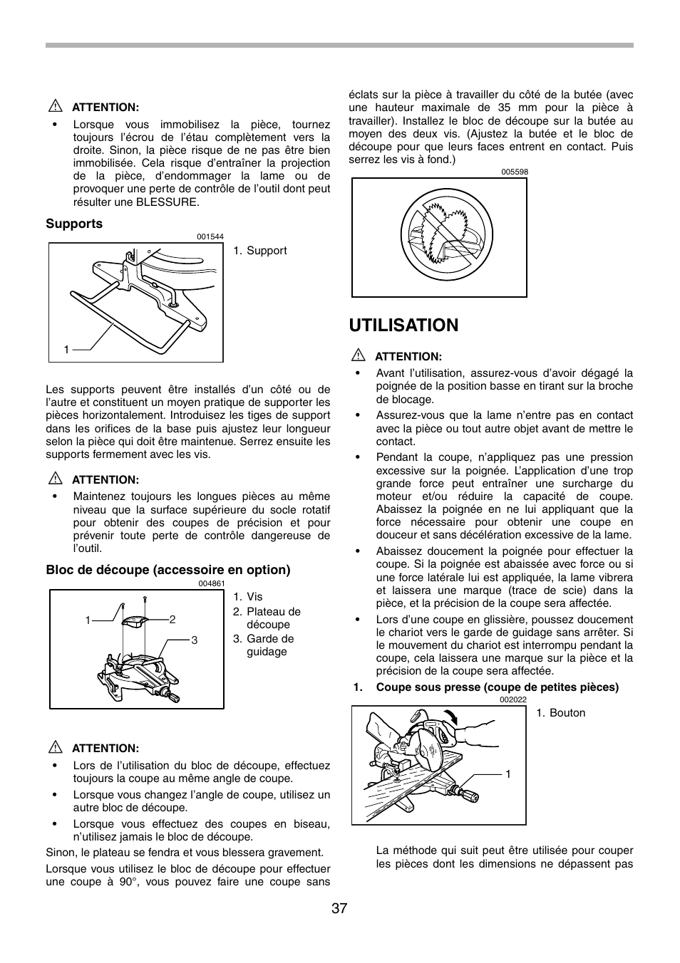 Utilisation | Makita LS1214F User Manual | Page 37 / 76