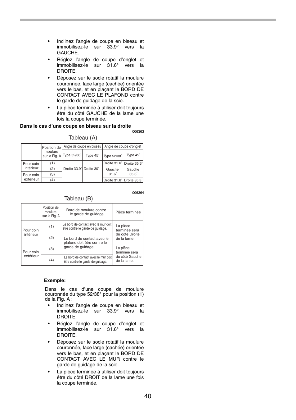 Tableau (a), Tableau (b) | Makita LS1214F User Manual | Page 40 / 76