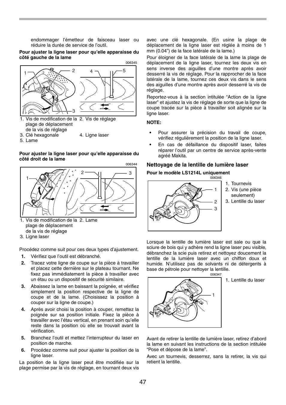 Makita LS1214F User Manual | Page 47 / 76