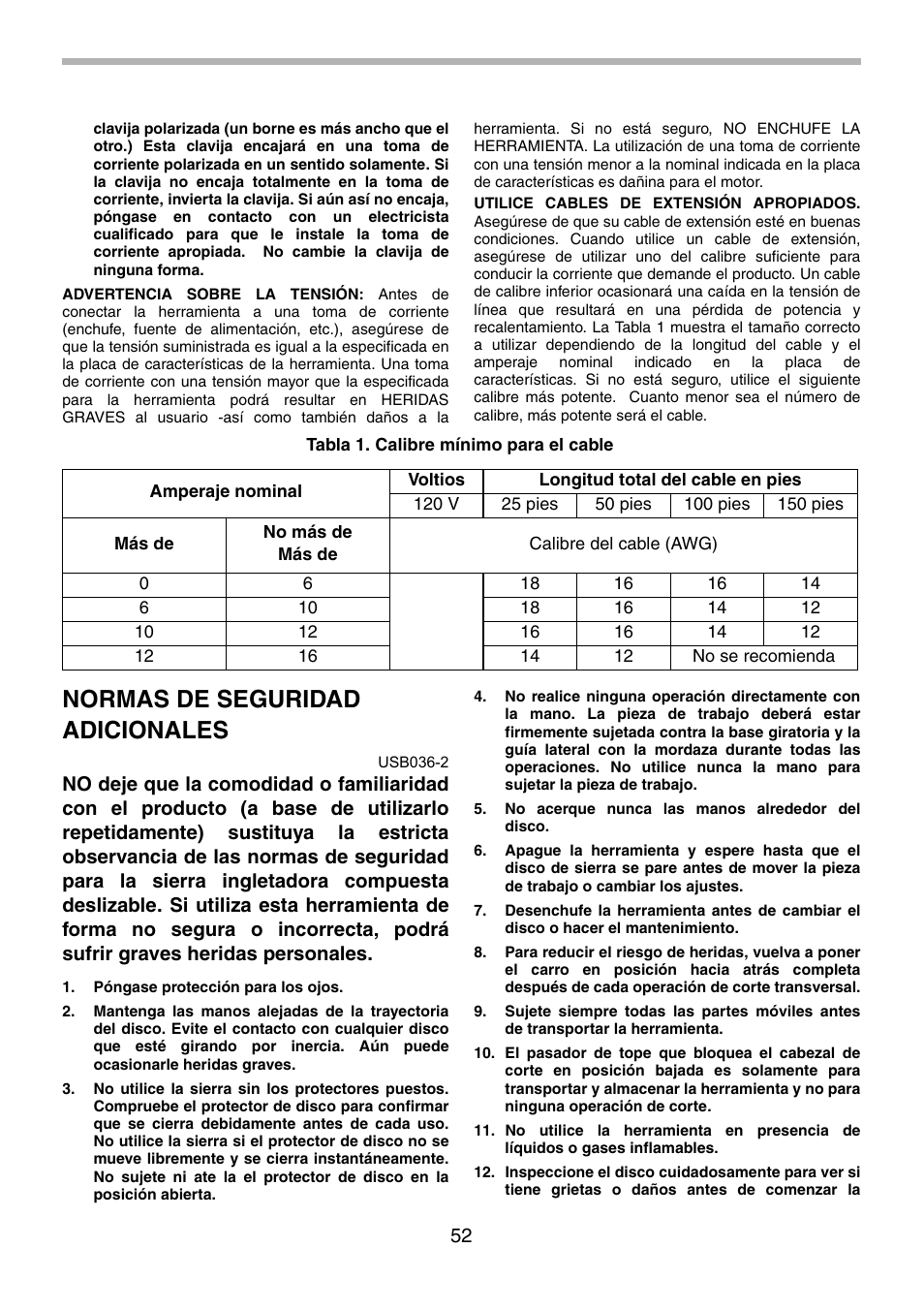 Normas de seguridad adicionales | Makita LS1214F User Manual | Page 52 / 76