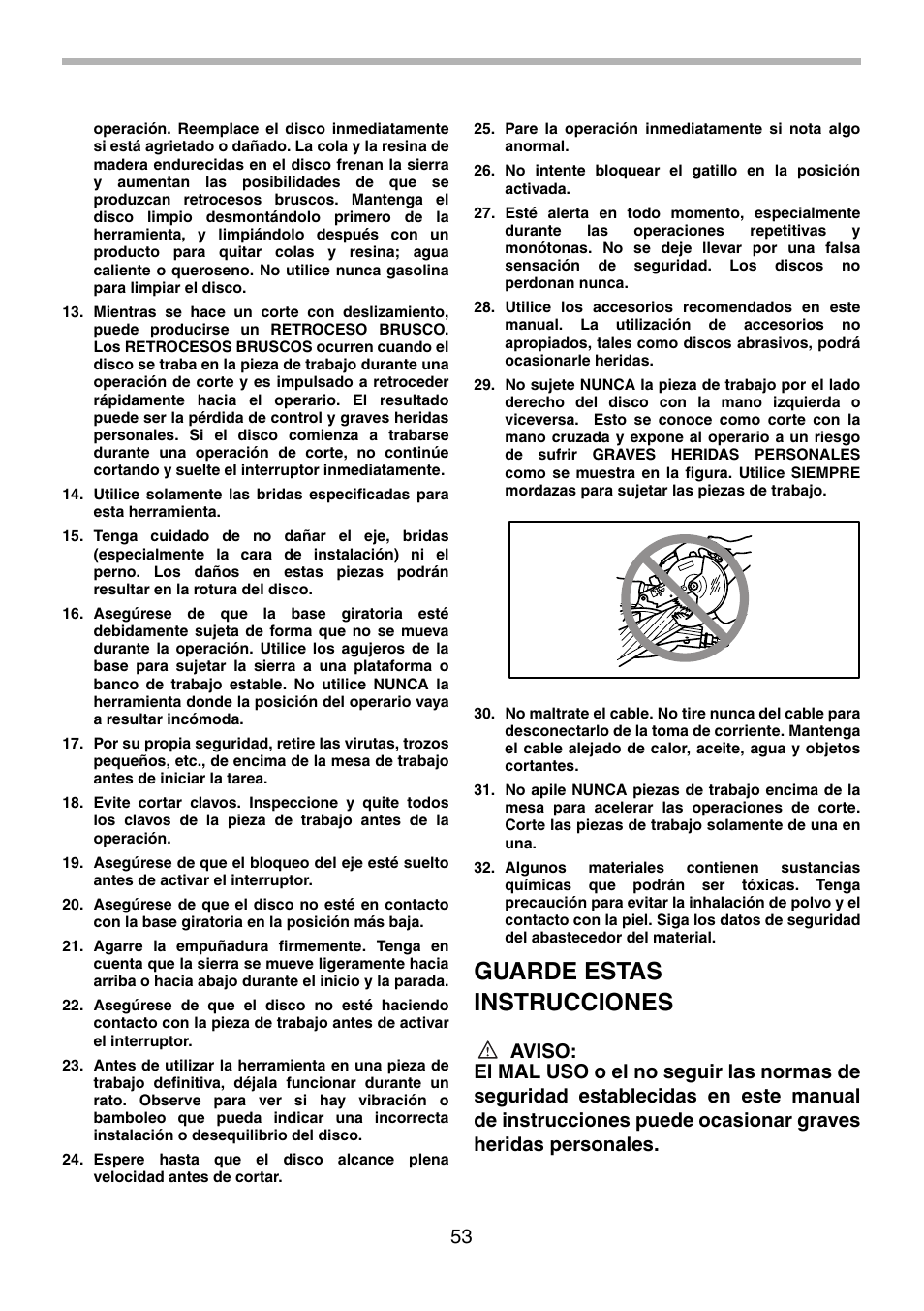 Guarde estas instrucciones | Makita LS1214F User Manual | Page 53 / 76