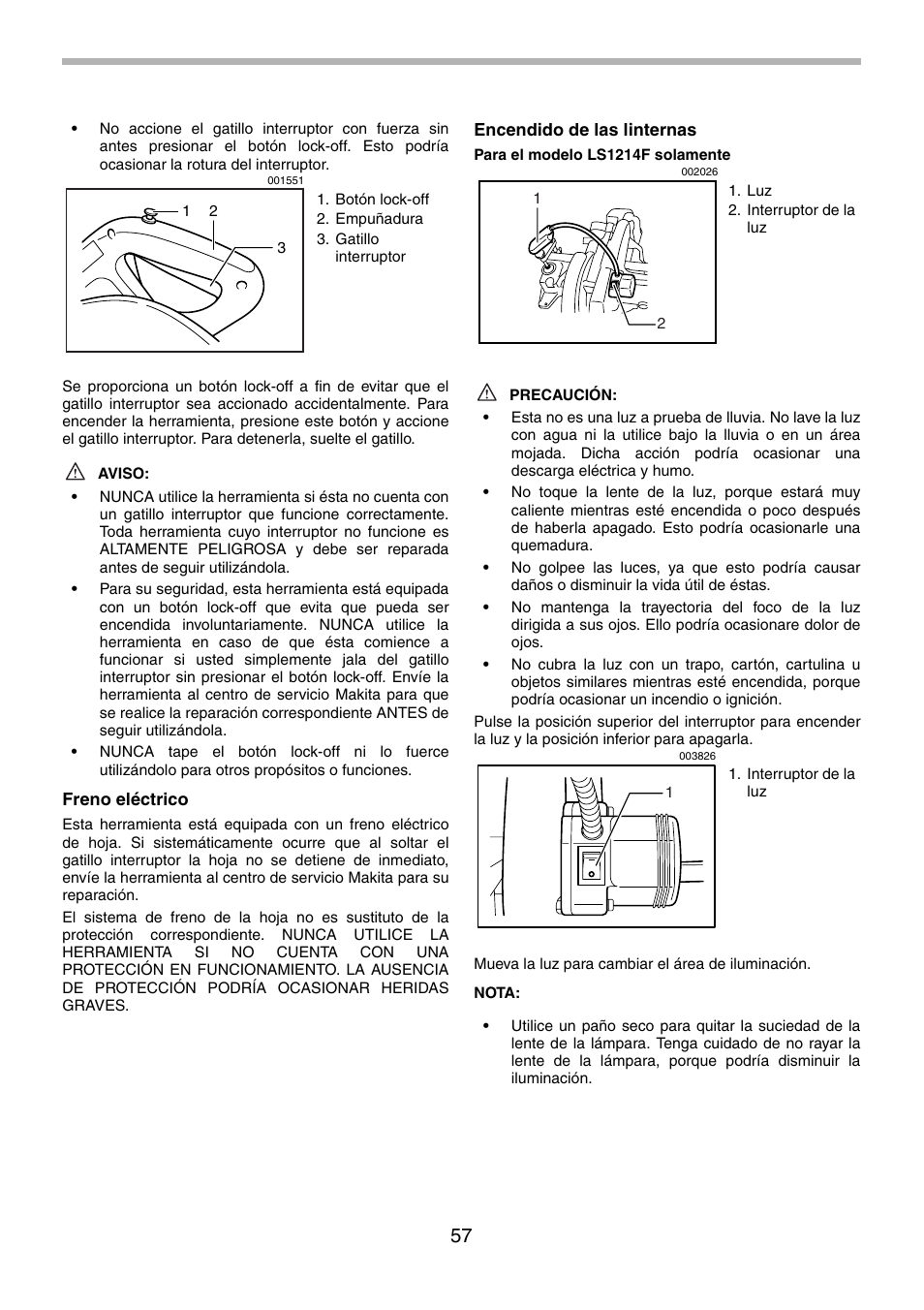 Makita LS1214F User Manual | Page 57 / 76