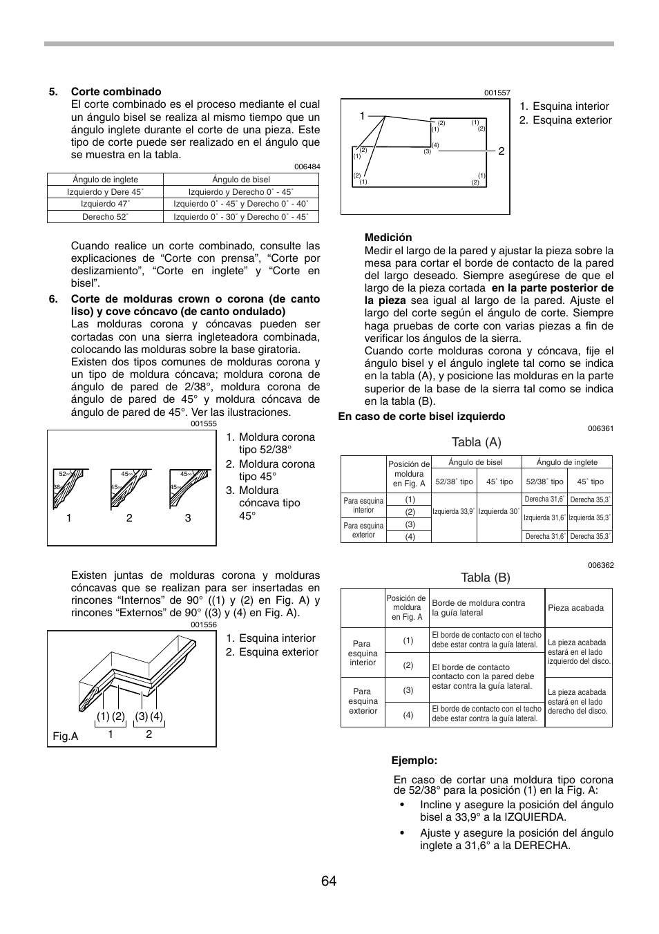 Tabla (a), Tabla (b) | Makita LS1214F User Manual | Page 64 / 76