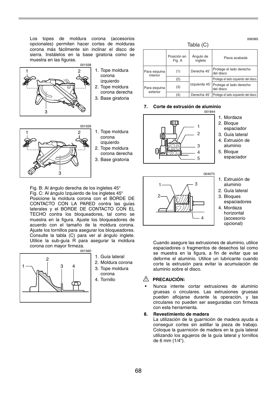 Tabla (c) | Makita LS1214F User Manual | Page 68 / 76