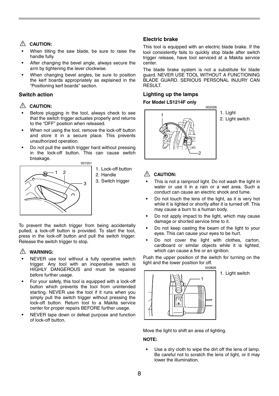 Makita LS1214F User Manual | Page 8 / 76