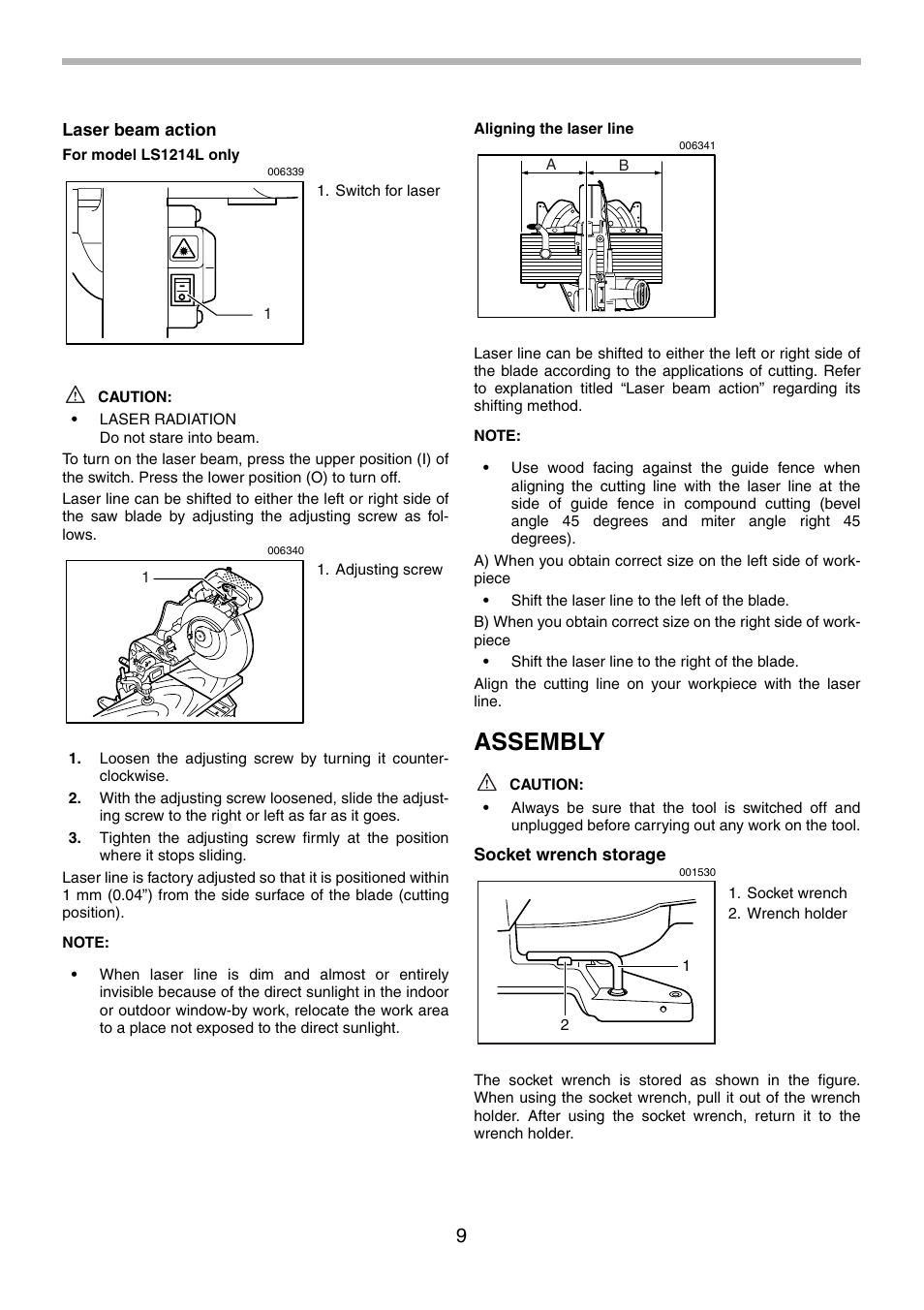 Assembly | Makita LS1214F User Manual | Page 9 / 76