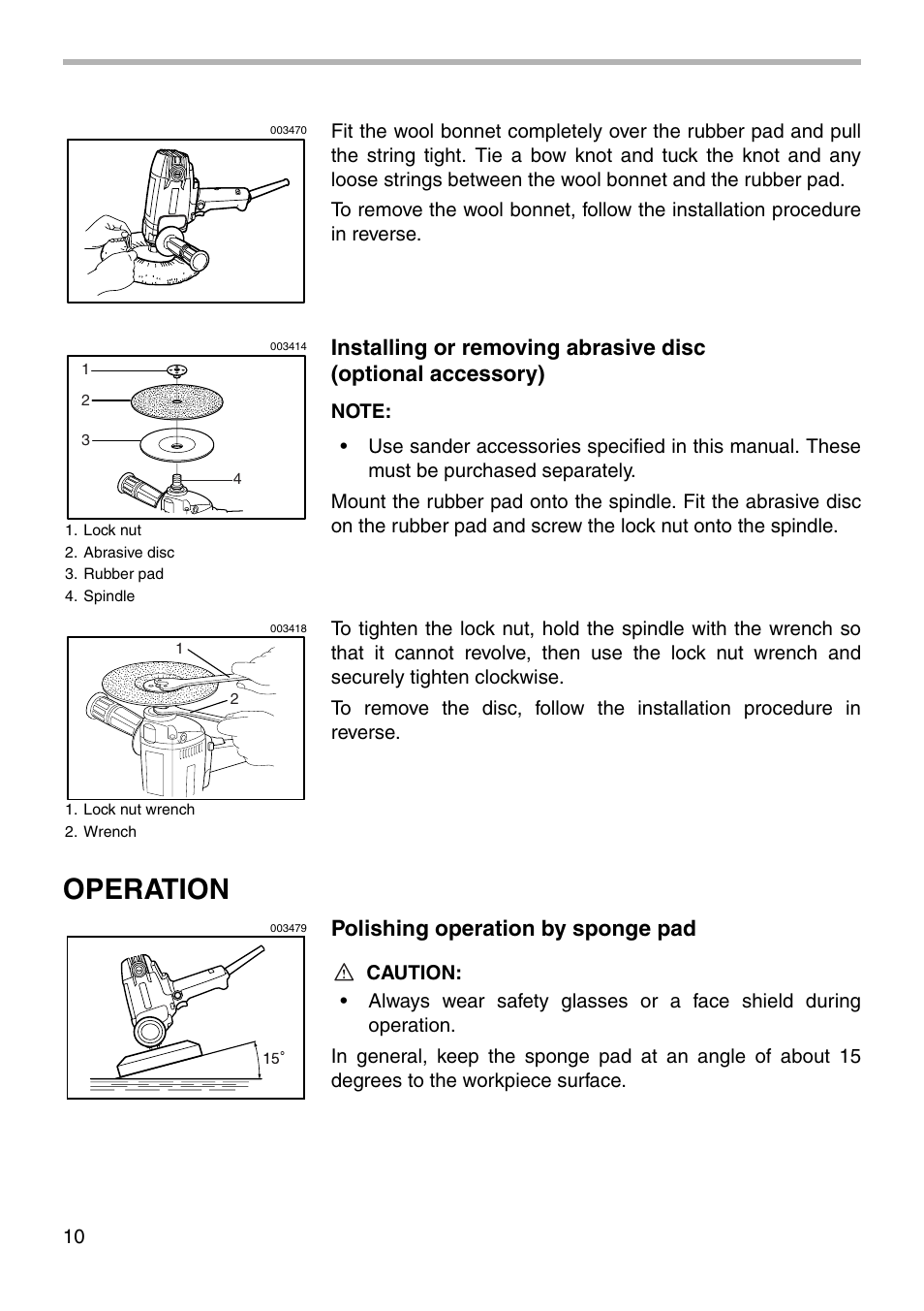 Operation, Polishing operation by sponge pad | Makita Electronic Polisher PV7001C User Manual | Page 10 / 16