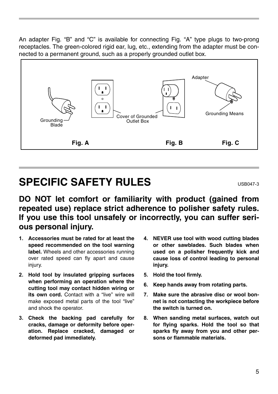 Specific safety rules | Makita Electronic Polisher PV7001C User Manual | Page 5 / 16