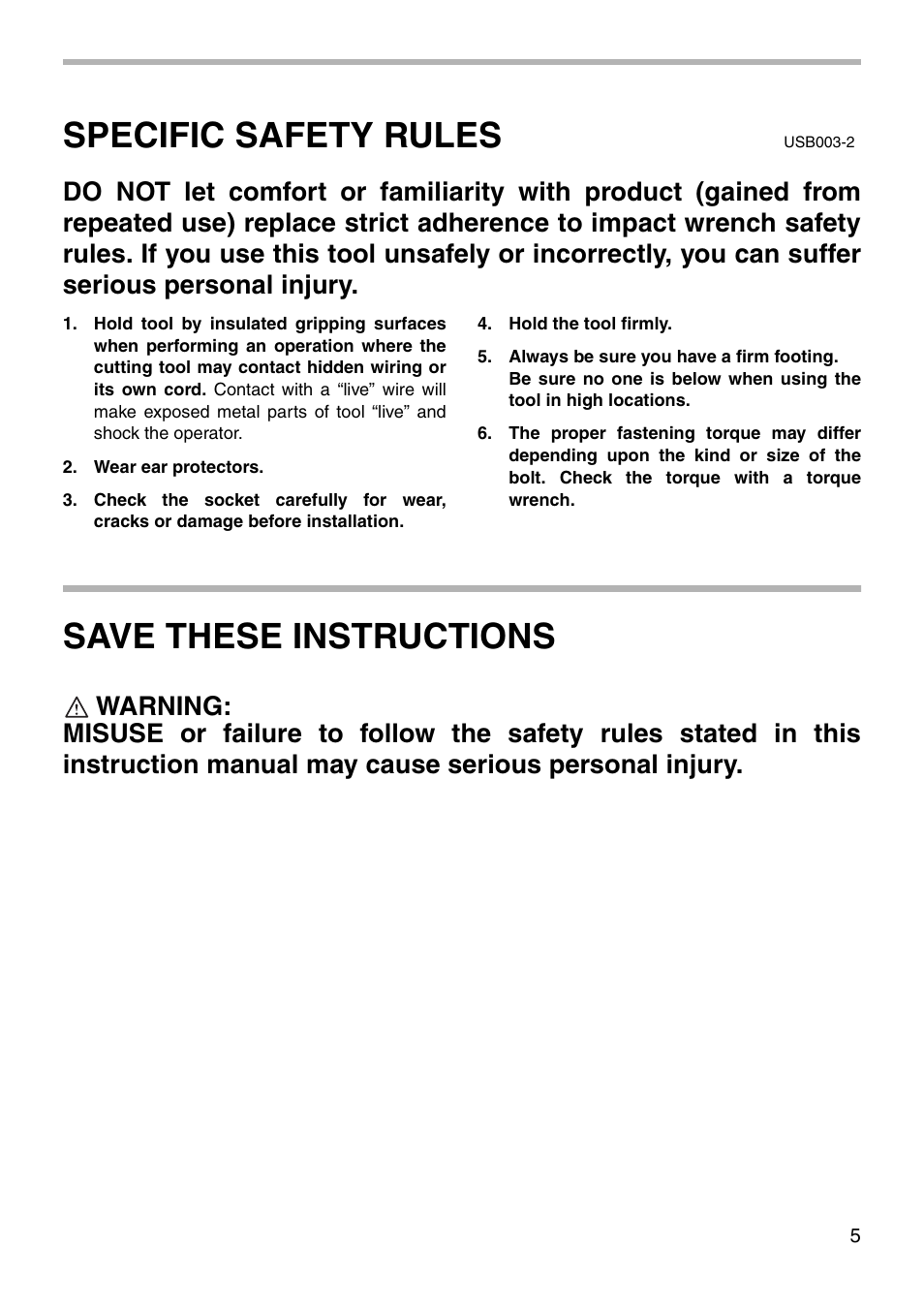 Specific safety rules, Save these instructions | Makita 6904VH User Manual | Page 5 / 16
