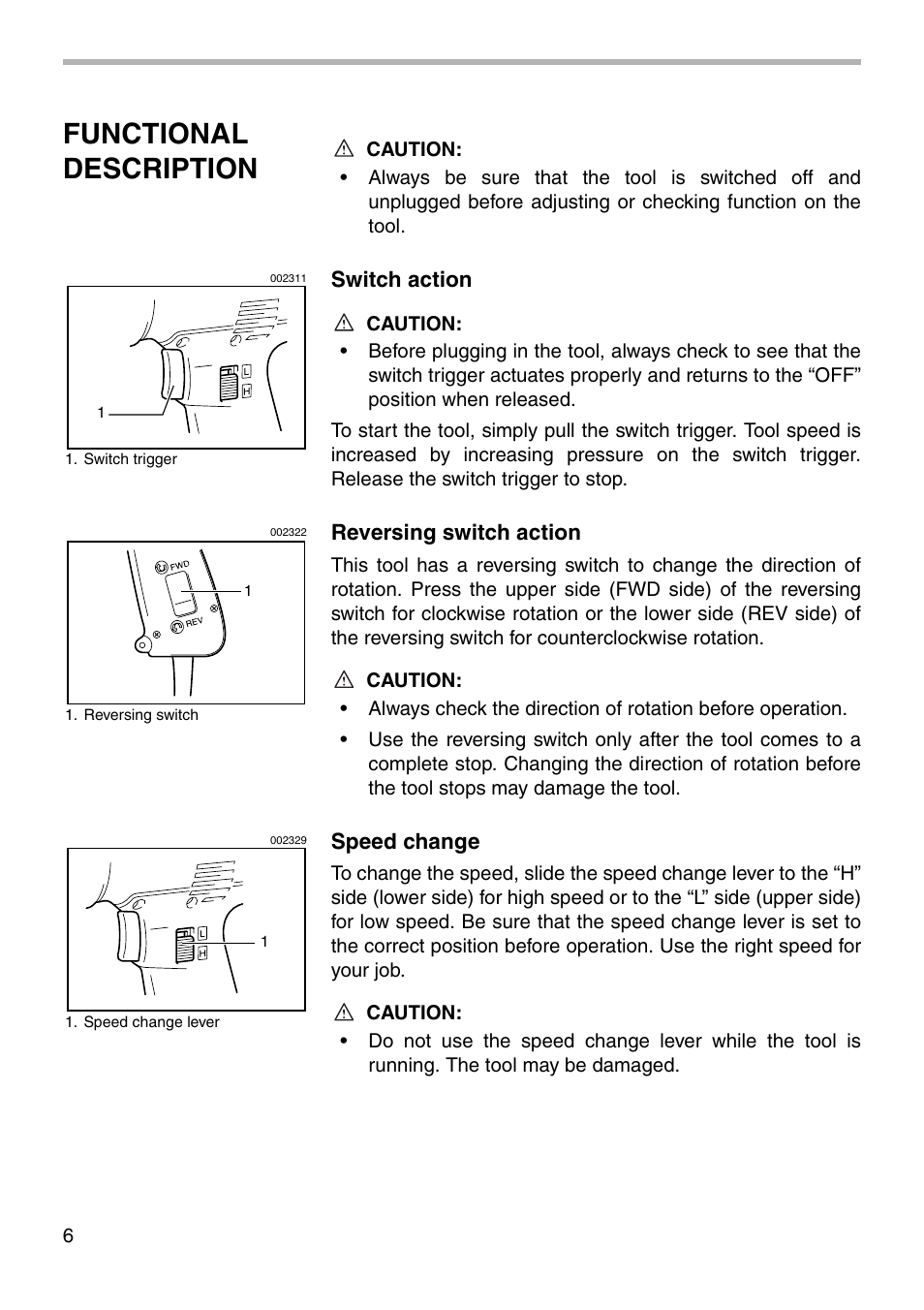 Functional description | Makita 6904VH User Manual | Page 6 / 16