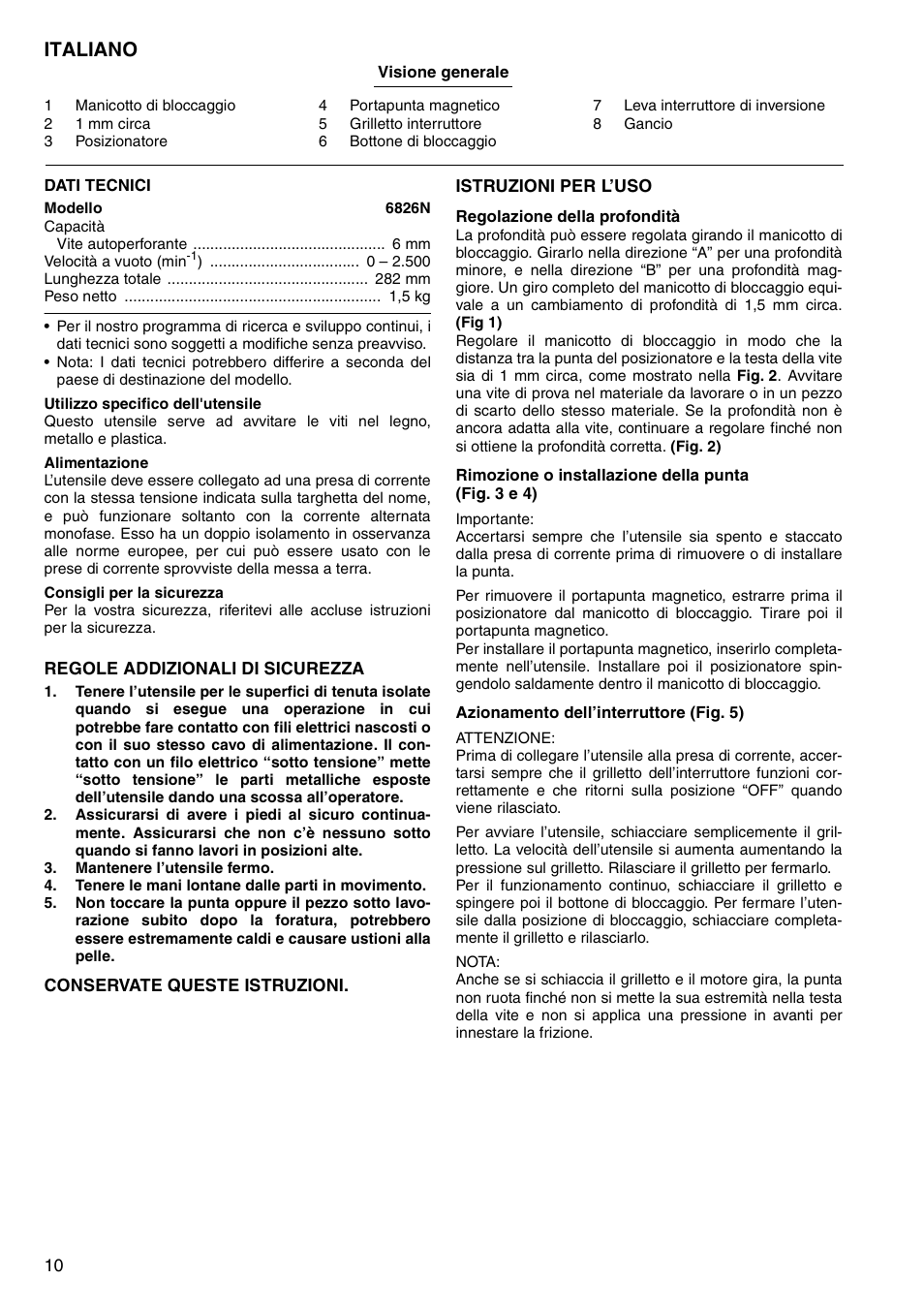 Italiano | Makita Screw Driver 6826N User Manual | Page 10 / 32